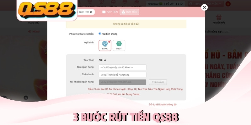 3 bước rút tiền QS88 3 bước rút tiền QS88