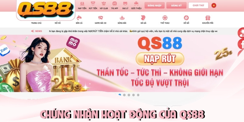Chứng nhận hoạt động của QS88 Chứng nhận hoạt động của QS88