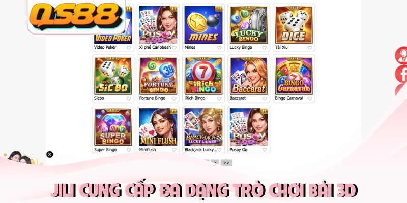 JILI cung cấp đa dạng trò chơi bài 3D