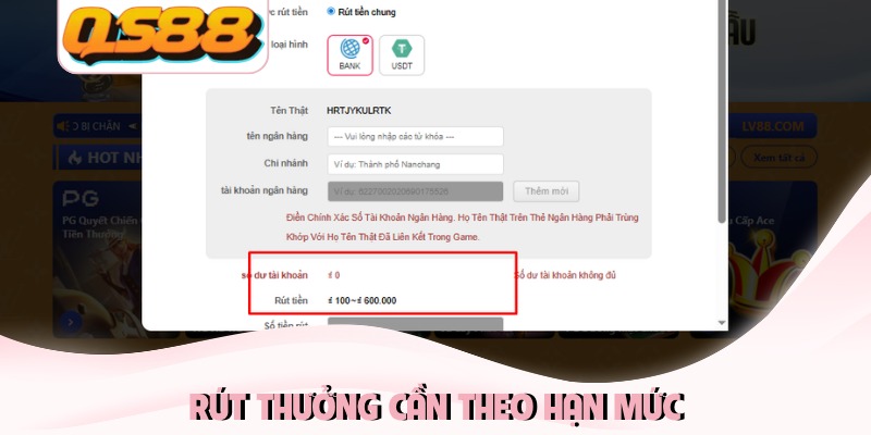 Rút Tiền QS88 - Hướng Dẫn Cách Nhận Thưởng Siêu Tốc 3 Rút thưởng cần theo hạn mức