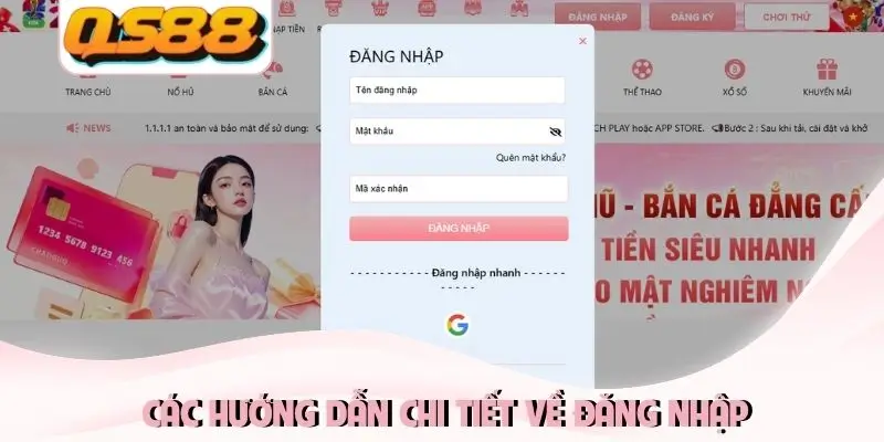 Các hướng dẫn chi tiết về đăng nhập
