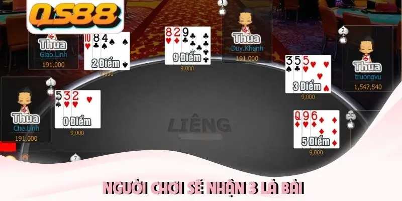 Người chơi sẽ nhận 3 là bài